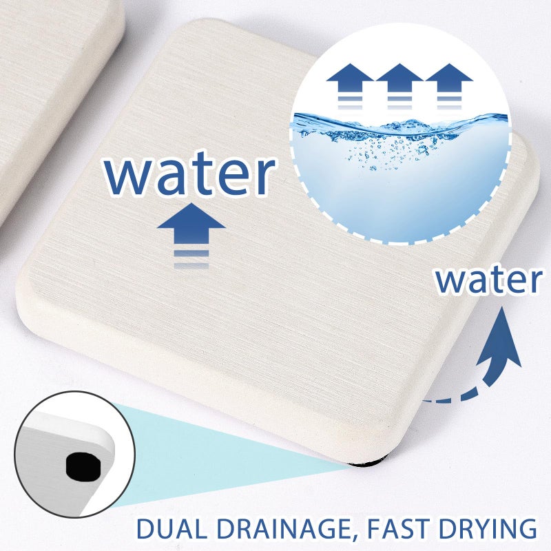 Lyxel 4PCS Water Absorbing Stone Tray  Quick Drying Diatomite Stone Sink Tray  Water Absorbent Stone Coasters for Bathroom Counter  Kitchen Soap Dish Holders Toothbrush Holders in Modern Home - Image 2